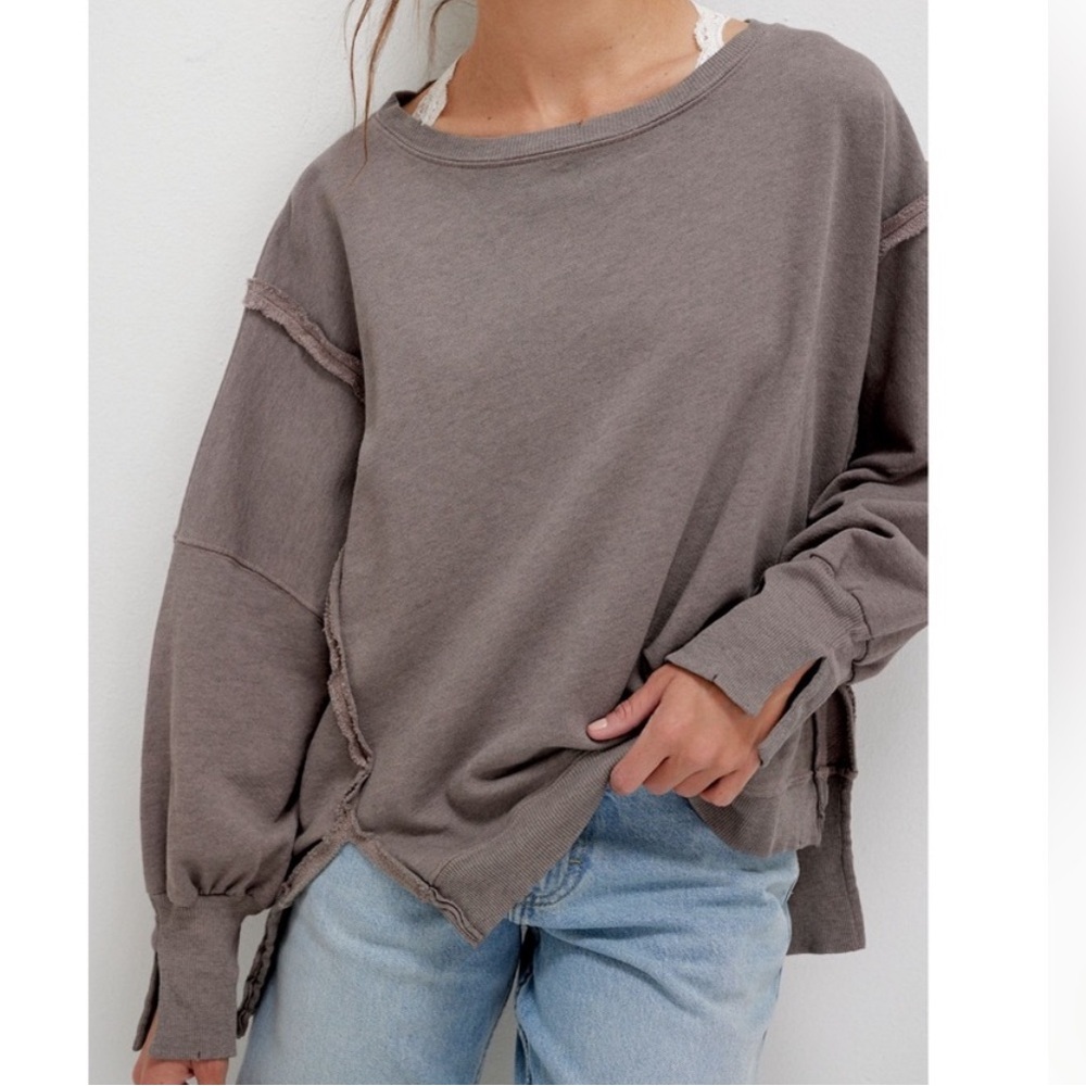NEW Free People x We The Free Camden Sweatshirt in Phantom Heather - Picture 7 of 8